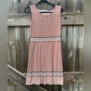 Max Studio Red and White Patterned Midi Dress Size M